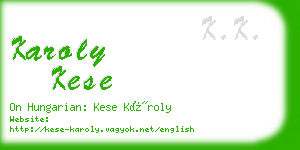 karoly kese business card